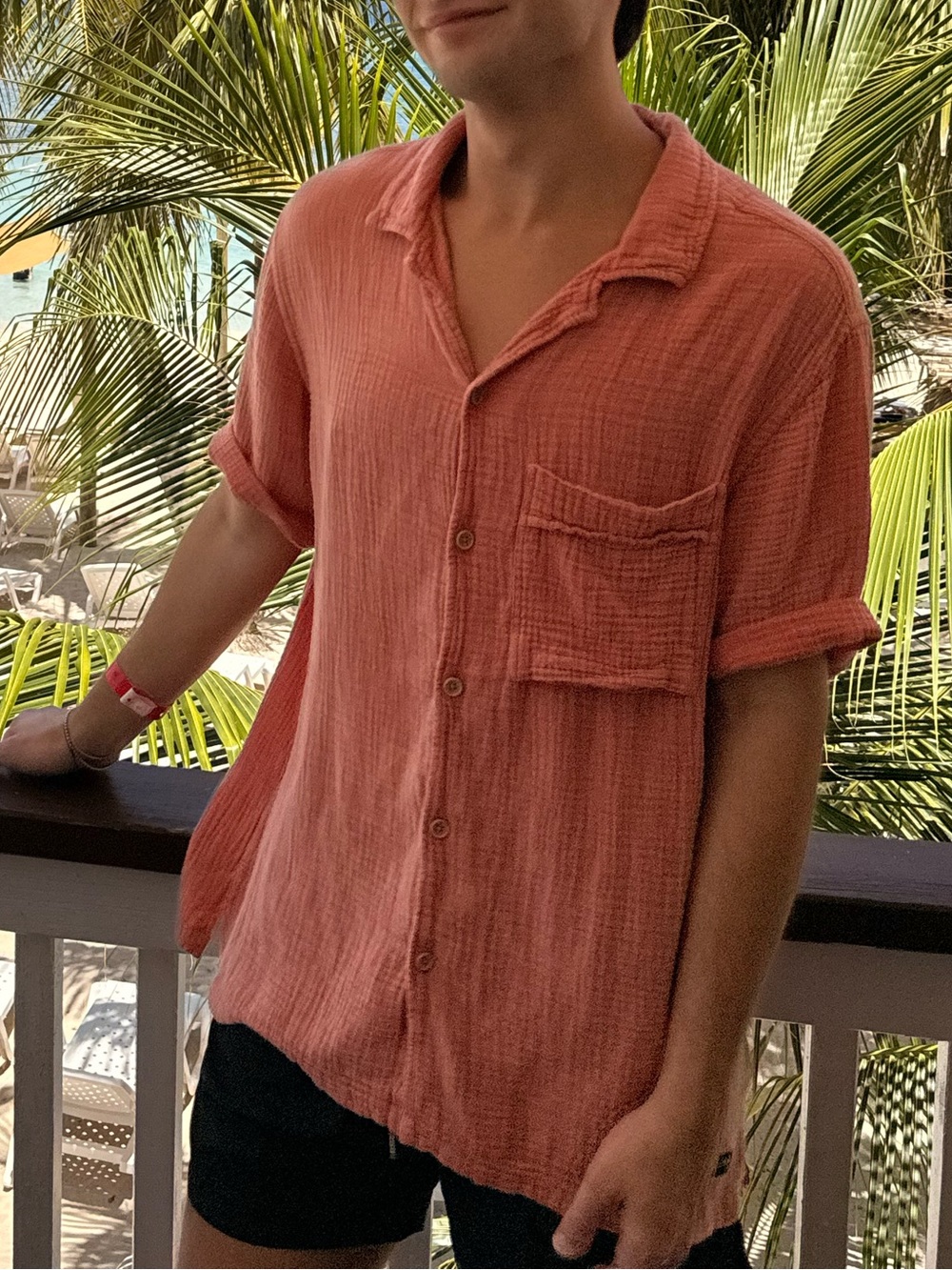 Coral Zara Button-Up Shirt